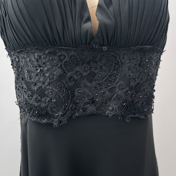 Y2K White House Black Market Halter-Neck Pleated Lace Bodice‎ Fit Flare Dress 8 - Picture 4 of 11